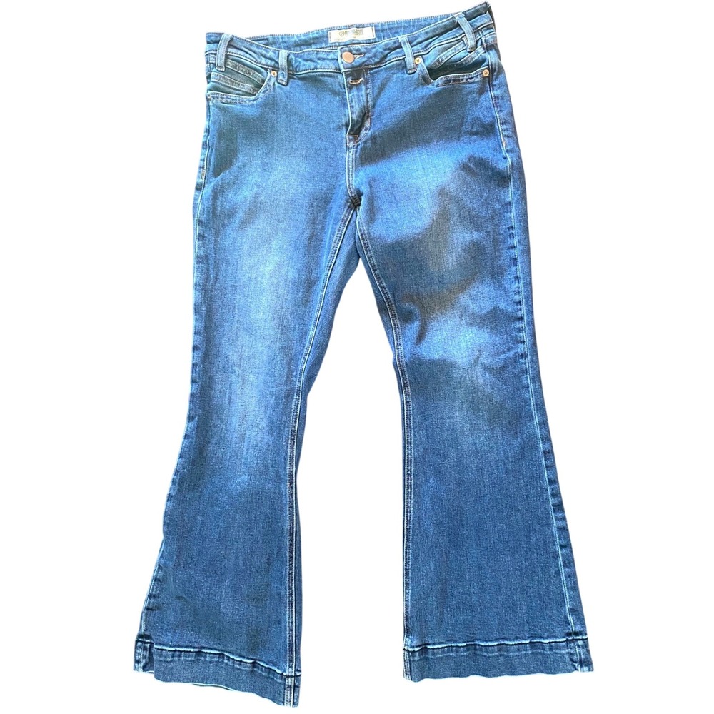 Rock‎ & Roll Denim Mid Rise Trouser Flare Jeans W 31 L 32 Blue Wash Cotton Blend